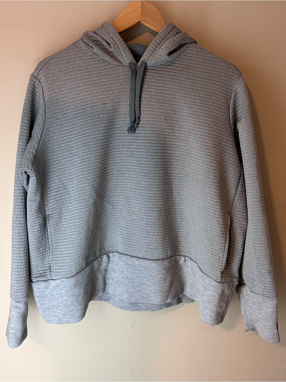Nike Dri-Fit Ribbed Pull Over Hoodie Size XL W/ Pockets Gray Activewear
